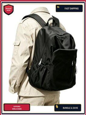Water-Resistant Nylon Backpack with Padded Straps, 15-Inch Laptop Compartment